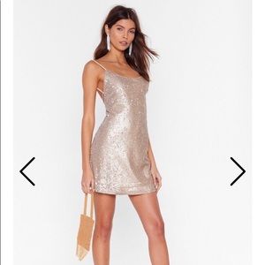 Nasty Gal Champagne Sequin Mini Dress